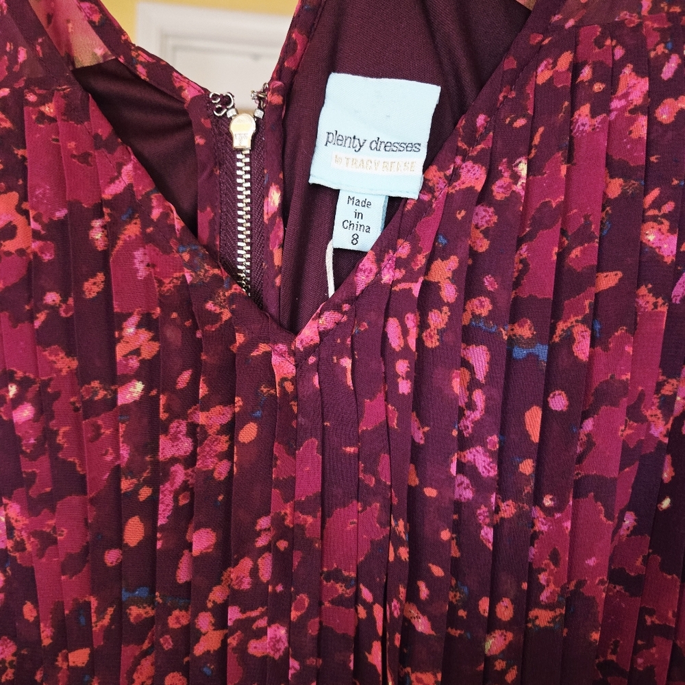 ANTHROPOLOGIE PLENTY BY TRACY REESE Evanthe Pleated Floral Hi-Low Dress Size 8 - Picture 8 of 12